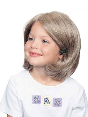 Wavy Chin Length Synthetic 100% Hand-tied Kids Wigs