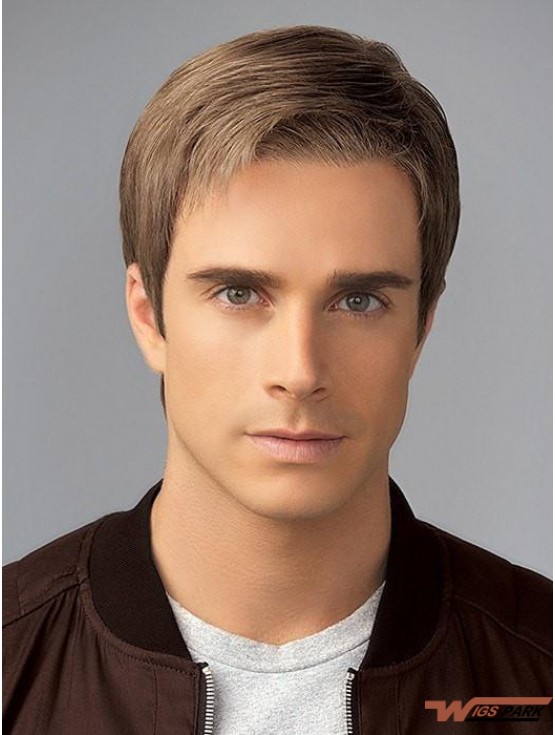 Straight Blonde Without Bangs 4 inch Wigs For Men