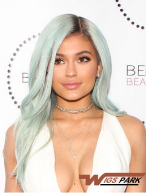 Incredible 16 inch Long Wavy Grey Capless Kylie Jenner Wigs