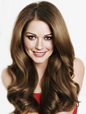 Trendy Brown 20 inch Wavy Long Without Bangs  Wigs