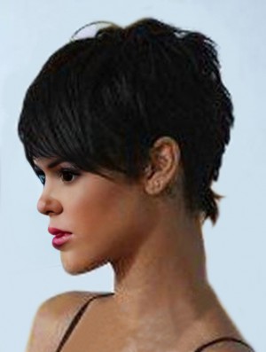 Popular Cropped Black Straight Capless  Wigs