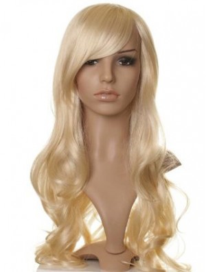 Designed Blonde Long Wavy With Bangs Celebrity Wigs