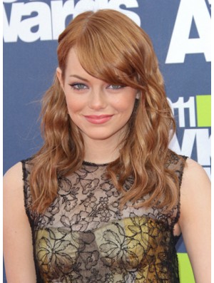  Wig With Bangs Wavy Style Auburn Color