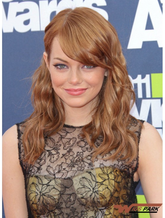  Wig With Bangs Wavy Style Auburn Color