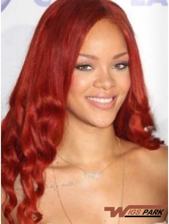 Red Wavy Without Bangs Lace Front 20 inch Top  Wigs