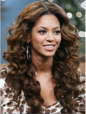 Brown Long Curly Without Bangs Full Lace 20 inch  Wigs