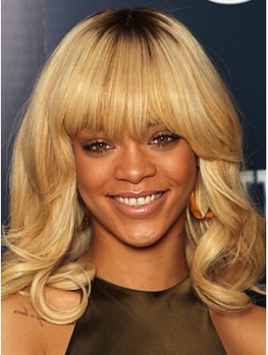 Blonde Wavy With Bangs Lace Front 14 inch Trendy  Wigs