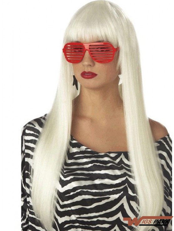 24 inch Popular Long Straight With Bangs Lady Gaga Wigs