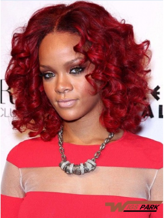 Red Curly Layered 100% Hand-tied 12 inch Discount  Wigs