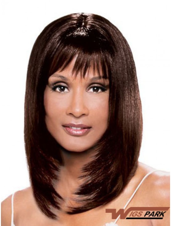 Auburn Shoulder Length Straight With Bangs Lace Front 14 inch Beverly Johnson Wigs