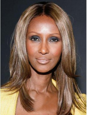 Shoulder Length Straight Lace Front Brown 16 inch Gorgeous Iman Wigs