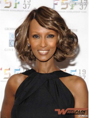 Chin Length Wavy Lace Front Brown 12 inch Incredible Iman Wigs