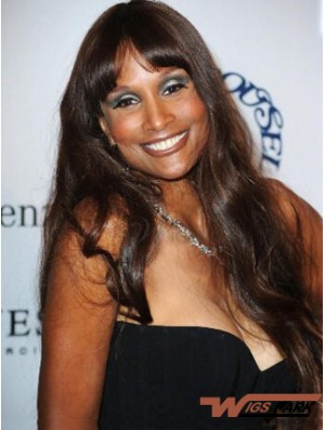 Brown Long Wavy With Bangs Lace Front 24 inch Beverly Johnson Wigs