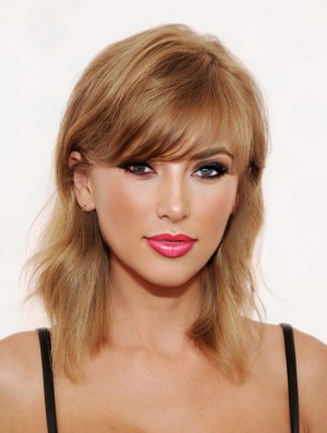 Capless With Bangs Wavy Shoulder Length Blonde Beautiful  Wigs