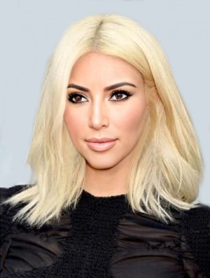 Shoulder Length Lace Front 14 inch Straight Blonde Remy Real Hair  Wigs