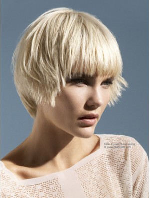 Monofilament Boycuts Short Straight 10 inch Platinum Blonde Convenient Fashion Wigs