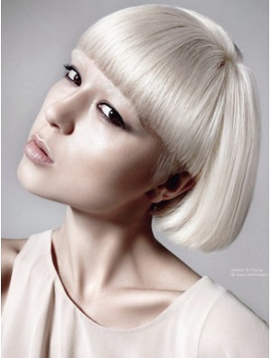 Lace Front Bobs Short Straight 10 inch Platinum Blonde Great Fashion Wigs