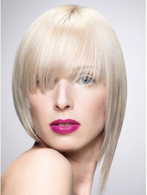 Monofilament Bobs Short Straight 10 inch Platinum Blonde New Fashion Wigs