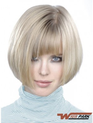 Monofilament Bobs Short Straight 10 inch Platinum Blonde Style Fashion Wigs