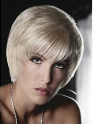 Monofilament Grey Short Straight 8 inch Platinum Blonde Great Fashion Wigs