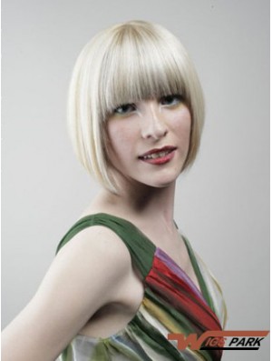 Full Lace Bobs Chin Length Straight 10 inch Platinum Blonde Designed Fashion Wigs