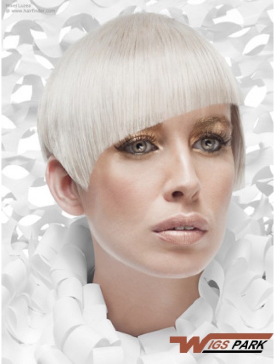 Lace Front Boycuts Short Straight 8 inch Platinum Blonde Cheapest Fashion Wigs