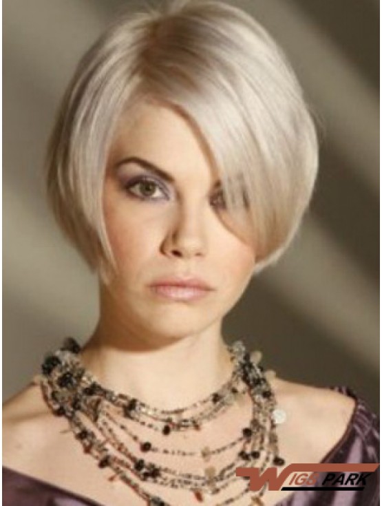 Capless Grey Short Straight 8 inch Platinum Blonde Amazing Fashion Wigs