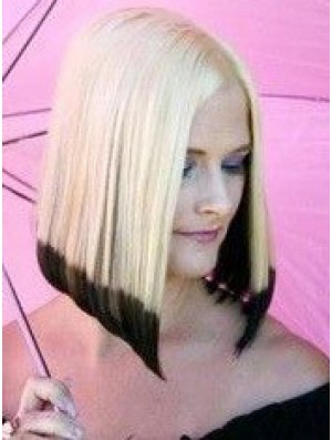 14 inch Ombre/2 Tone Chin Length Bobs Straight Good Lace Wigs