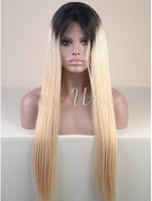 Long Ombre/2 Tone Straight Without Bangs Cheapest African American Wigs