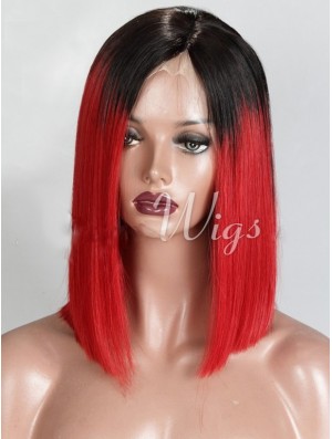 Chin Length Ombre/2 Tone Straight Bobs Discount African American Wigs