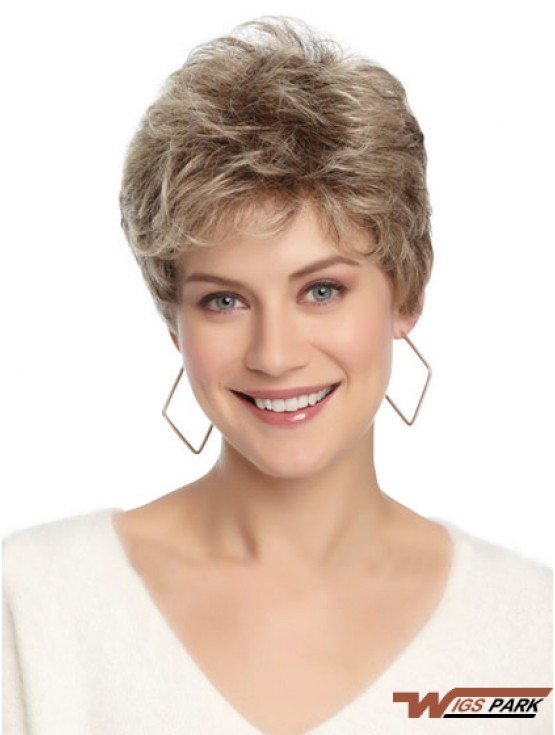 Synthetic Affordable Cropped Wavy Grey Wigs