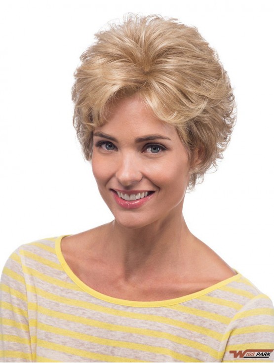 Curly Blonde Natural Short Classic Wigs