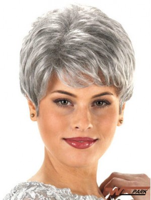 Synthetic Cheap Short Wavy Grey Wigs