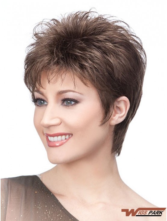 Brown Cropped Straight Boycuts Capless Wig Sales Online