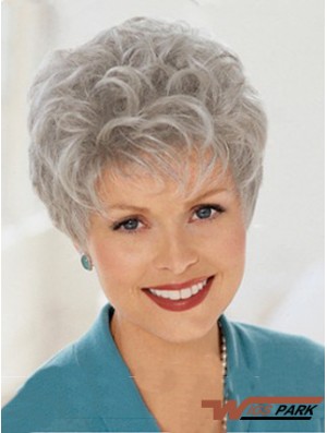 Discount Wigs With Capless Grey Cut Wavy Style Short Length