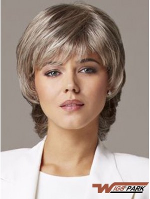 Wavy Capless 10 inch Sleek Short Grey Wigs