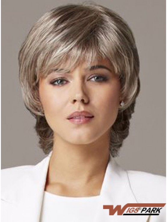 Wavy Capless 10 inch Sleek Short Grey Wigs