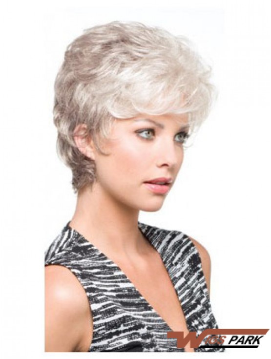 Salt And Pepper Grey Shorter Hair With Synthetic Capless Wavy Wigs