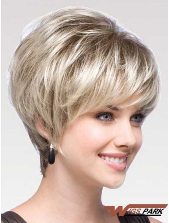 Capless Straight Layered Short 8 inch Modern Real Hair Wigs