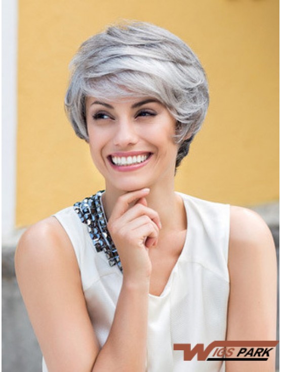 Wavy Lace Front 8 inch Top Short Grey Wigs