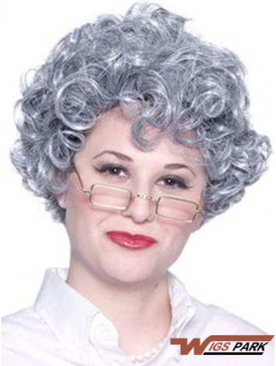 Curly Lace Front 8 inch Best Short Grey Wigs