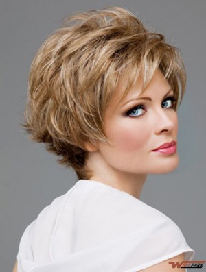 Lace Front Wavy Layered Short 8 inch Online Real Hair Wigs