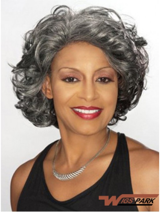 Wavy Capless 12 inch Popular Chin Length Grey Wigs