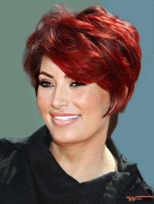 Wigs UK Real Hair With Capless Wavy Style Red Color