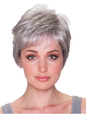 Grey Hair Wigs Grey Cut Short Length Straight Style