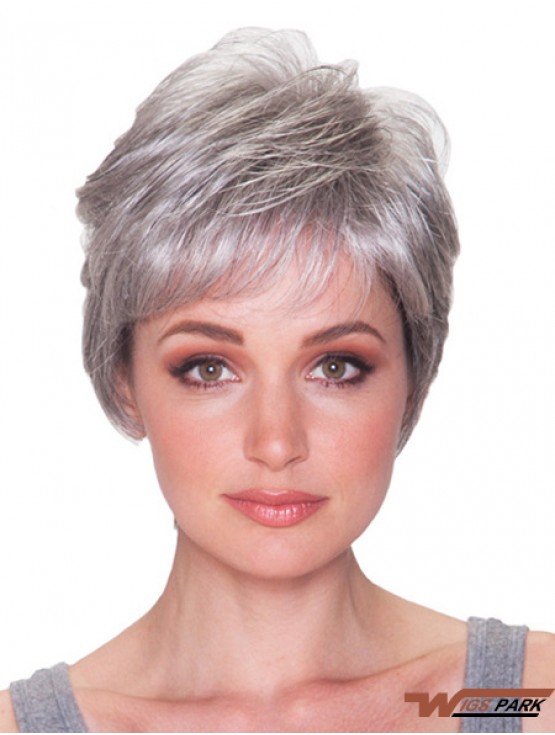 Grey Hair Wigs Grey Cut Short Length Straight Style