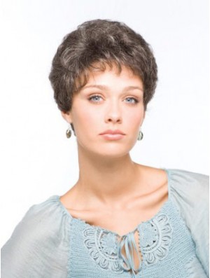 Synthetic Beautiful Short Wavy Grey Wigs