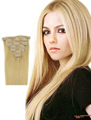 Fabulous Blonde Straight Remy Real Hair Clip In Hair Extensions