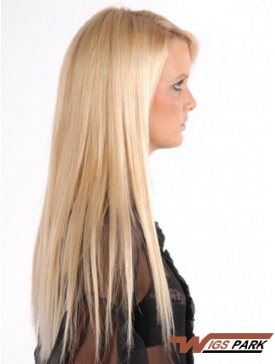 Popular Blonde Straight Remy Real Hair Clip In Hair Extensions