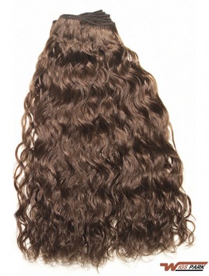 Curly Remy Real Hair Brown Top Weft Extensions